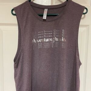 Guru Active Adventure Awaits Muscle Tank Top Mauve Purple Size L